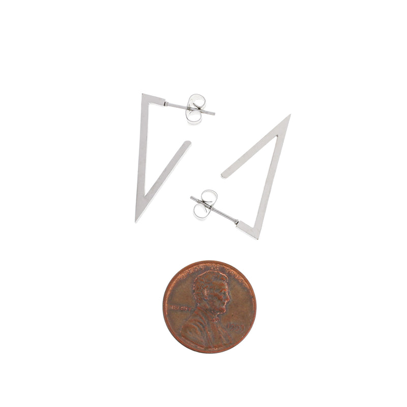 Stainless Steel Earrings - Triangle Studs - 30mm x 20mm - 2 Pieces 1 Pair - ER246