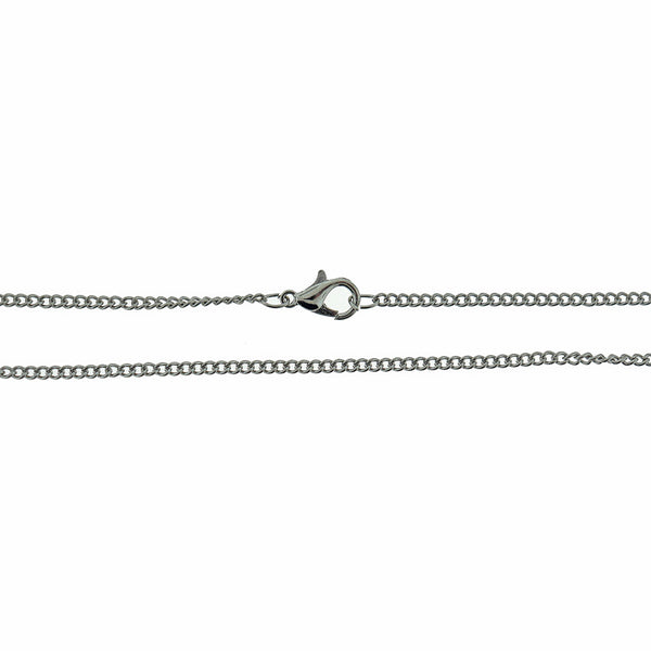 Silver Tone Curb Chain Necklace 24.5"- 1.5mm - 10 Necklaces - N613
