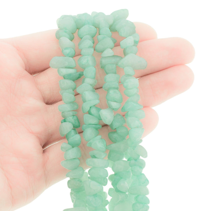 Perles d'amazonite naturelle Chip 3mm - 16mm - Vert d'eau - 1 brin 200 perles - BD1941