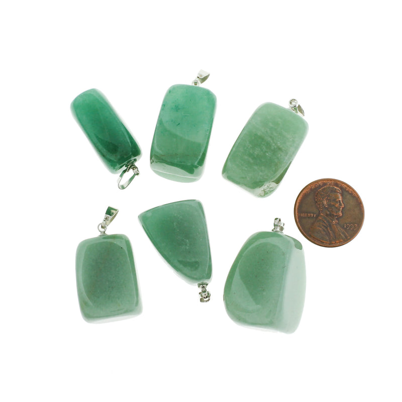 2 pendentifs en pierres précieuses d'aventurine verte naturelle 3D - GEM139