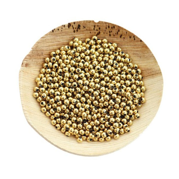 Perles Intercalaires Rondes en Acier Inoxydable 4mm - Doré - 20 Perles - BD2592
