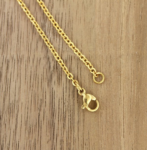 Gold Stainless Steel Cable Chain Necklace 22" - 2mm - 1 Necklace - N535