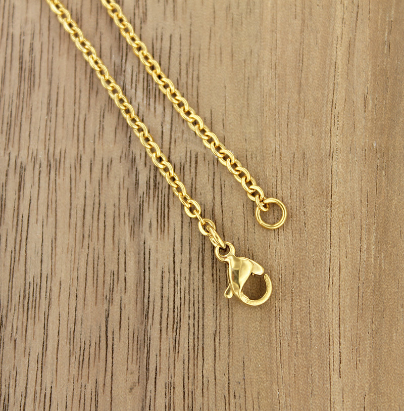 Gold Stainless Steel Cable Chain Necklace 22" - 2mm - 10 Necklaces - N535