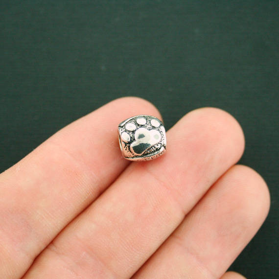 Round Spacer Beads 10mm x 11mm - Silver Tone - 4 Beads - SC7284