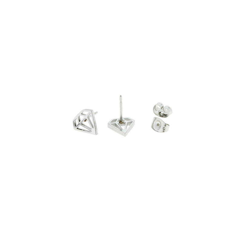 Stainless Steel Earrings - Diamond Studs - 9mm x 9mm - 2 Pieces 1 Pair - ER047