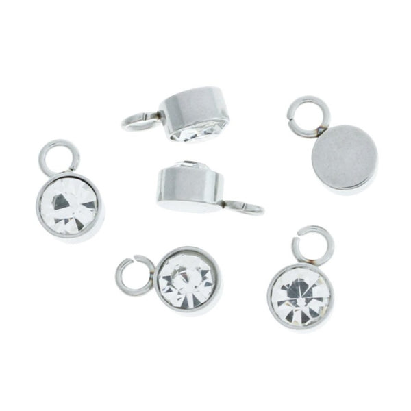 2 April Birthstone Silver Tone Stainless Steel Charms - DBD681