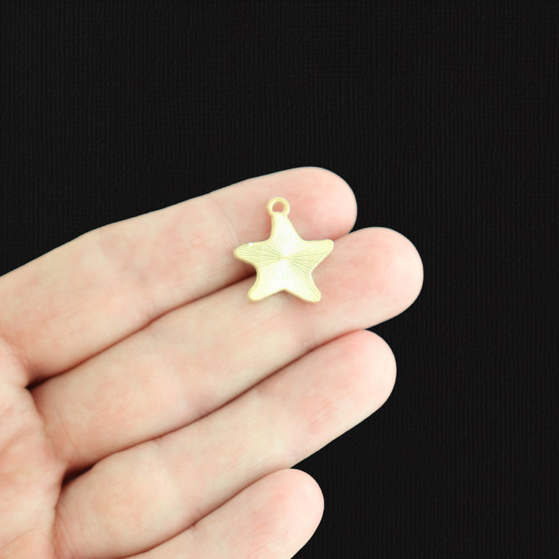 4 Starfish Gold Tone Enamel Charms - E1529