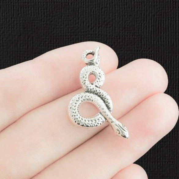 4 breloques argentées antiques serpent - SC3459