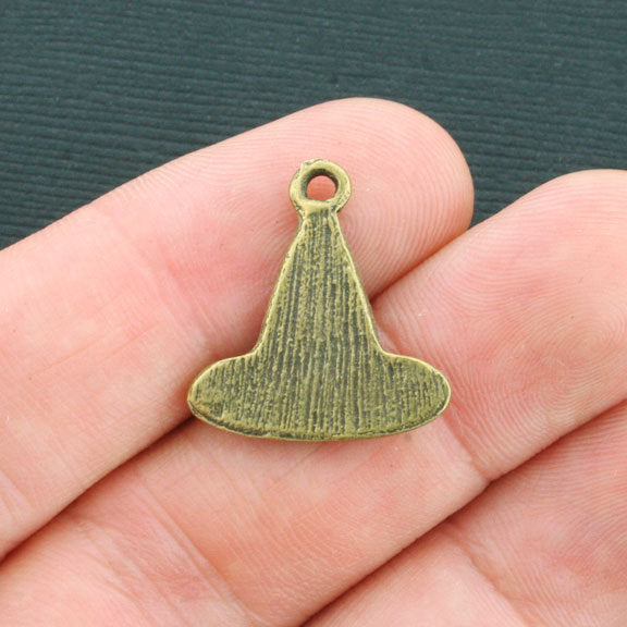 4 breloques chapeau de sorcière ton bronze antique - BC1095