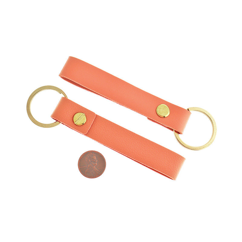 Porte-clés en cuir imitation corail - 30 mm - 5 pièces - FD1078