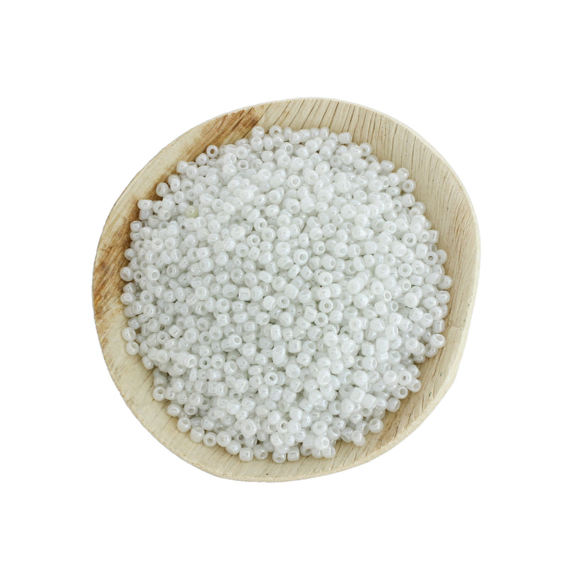 Seed Glass Beads 8/0 3mm - Polished White - 50g 1100 Beads - BD1204