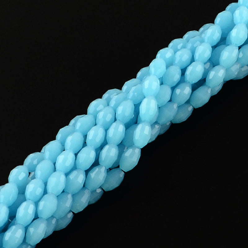 Perles de Verre à Facettes 6mm x 4mm - Turquoise - 1 Rang 72 Perles - BD1060