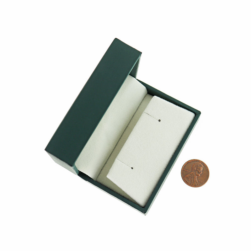 Boîte à Boucles d'Oreilles en Simili Cuir - Vert Forêt - 7cm x 5cm - 1 Pièce - TL234