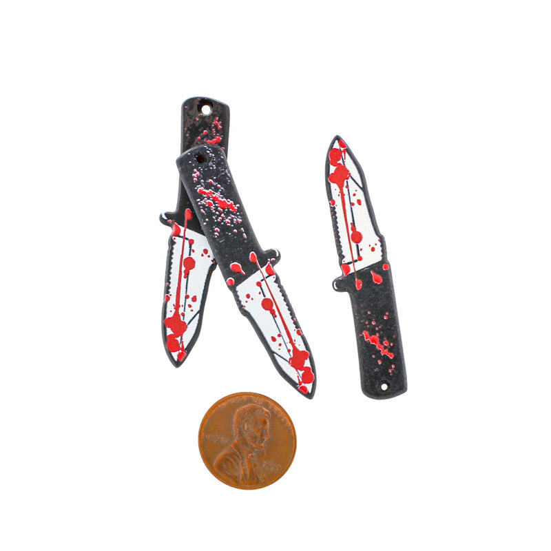 2 Horror Bloody Knife Resin Charms 2 Sided - K626