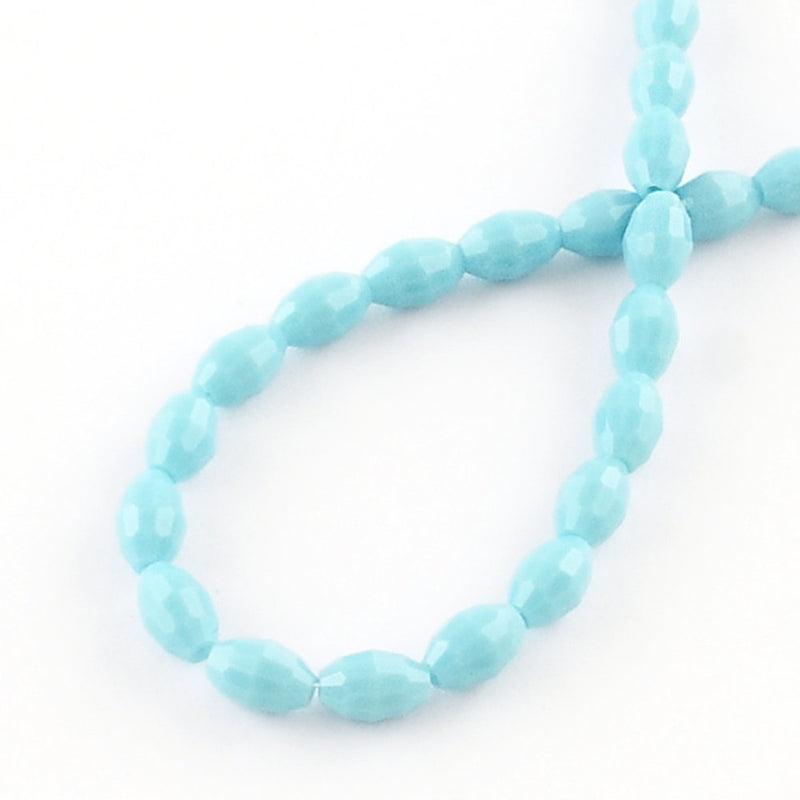 Faceted Glass Beads 6mm x 4mm - Pale Turquoise - 1 Strand 72 Beads - BD1054