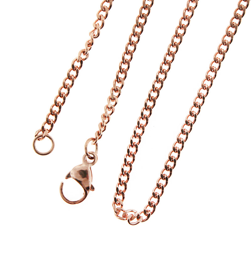 Rose Gold Stainless Steel Curb Chain Necklace 24"- 1.5mm - 1 Necklace - N568