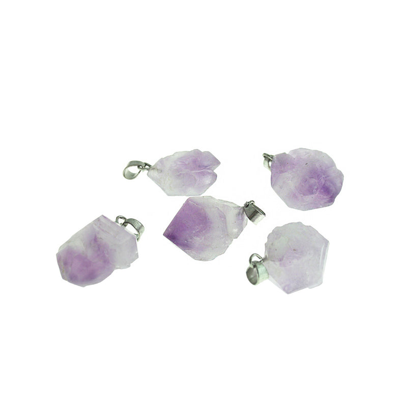 Natural Amethyst Gemstone Crystal Pendant 3D - GEM184