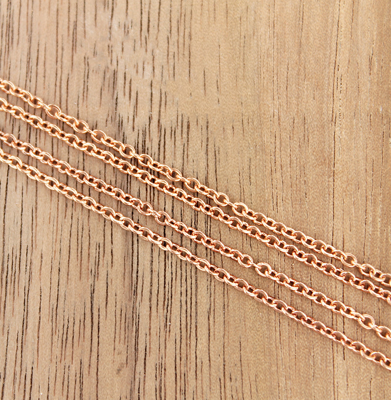 Rose Gold Stainless Steel Cable Chain 18" - 1.5mm - 10 Necklaces - N533