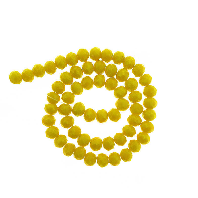 Faceted Glass Beads 6mm x 4mm - Canary Yellow - 1 Strand 98 Beads - BD113
