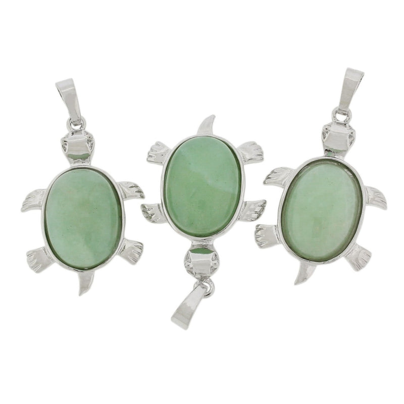 Natural Green Aventurine Gemstone Turtle Pendant - GEM115