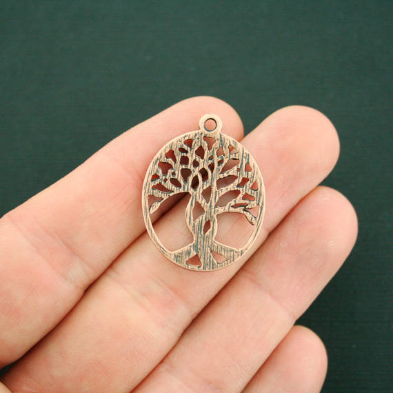 4 Tree of Life Antique Copper Tone Charms - BC1704