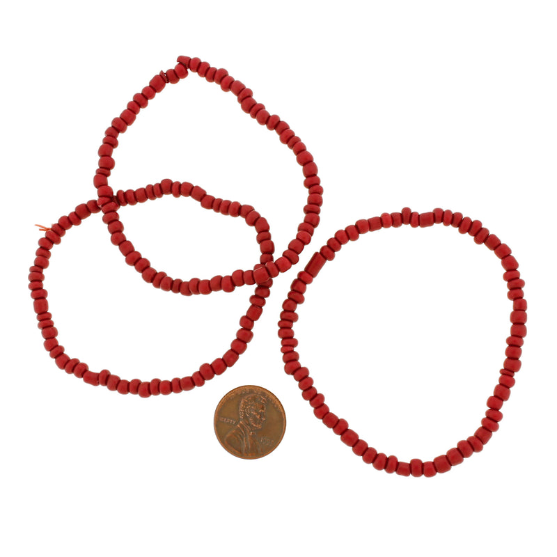 Bracelet Perles de Verre Graines - 65mm - Rouge Rubis - 1 Bracelet - BB098