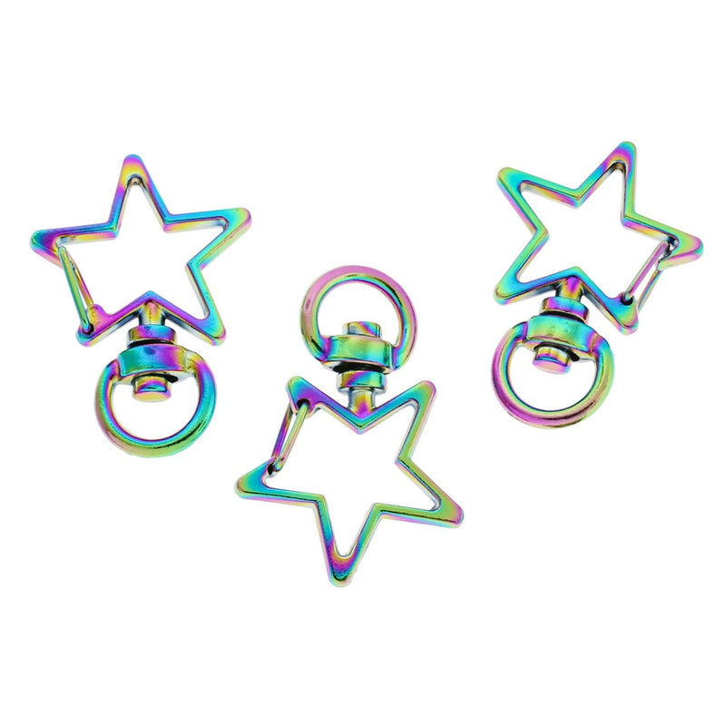 Star Rainbow Electroplated Key Rings - 34mm x 24mm - 2 Pieces - FD131