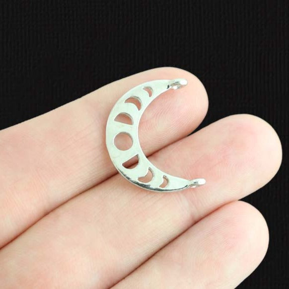 4 Moon Phases Crescent Moon Connector Silver Tone Charms - SC2303