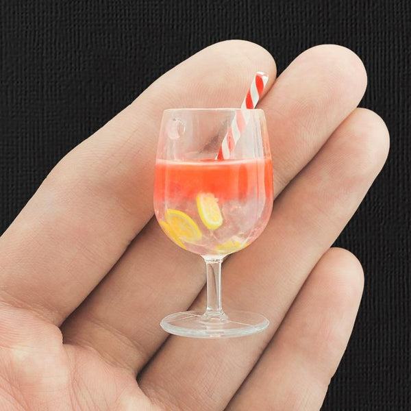 4 breloques en résine de limonade rouge 3D - K416