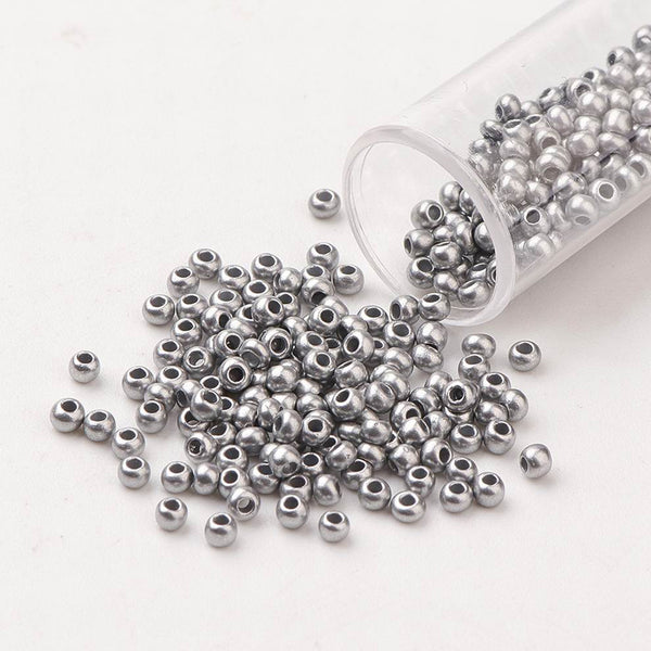 Perles de Verre Graines 13/0 1.5mm - Argent Métallique Grade AA - 50g 5200 perles - BD1599