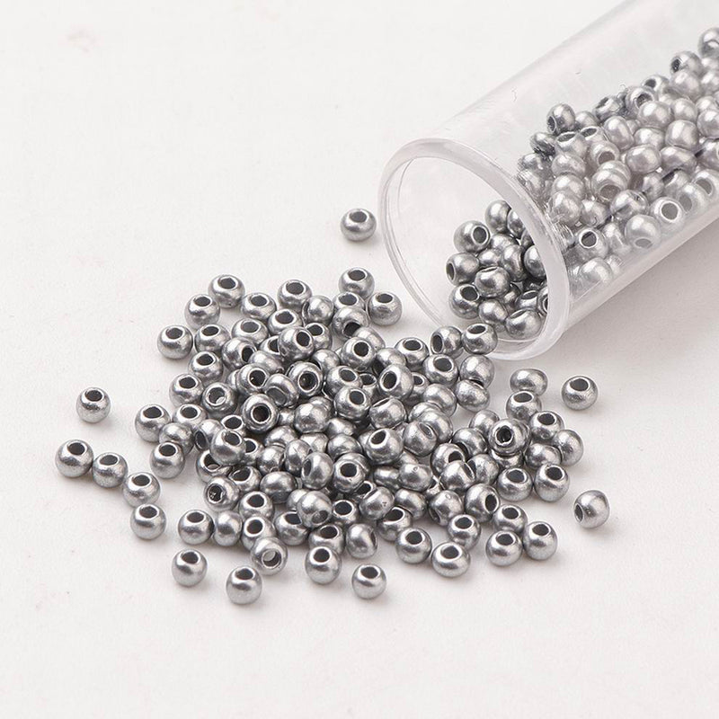 Seed Glass Beads 13/0 1.5mm - Metallic Silver Grade AA - 50g 5200 beads - BD1599