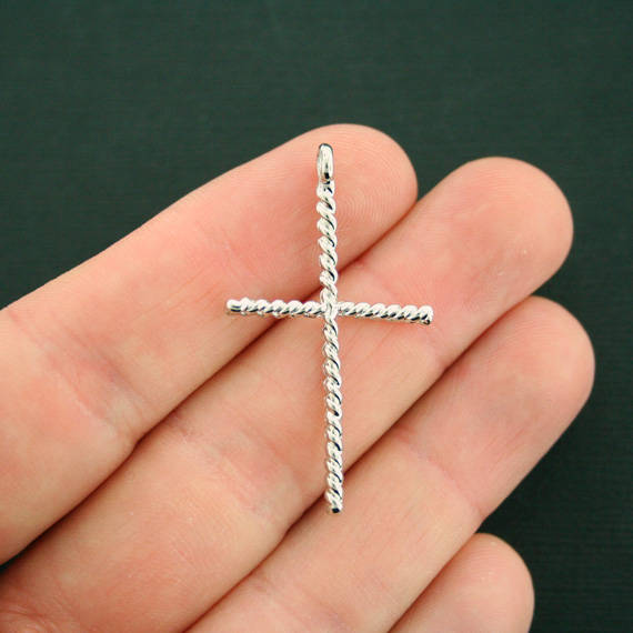 4 Cross Silver Tone Charms 2 Sided - SC7186