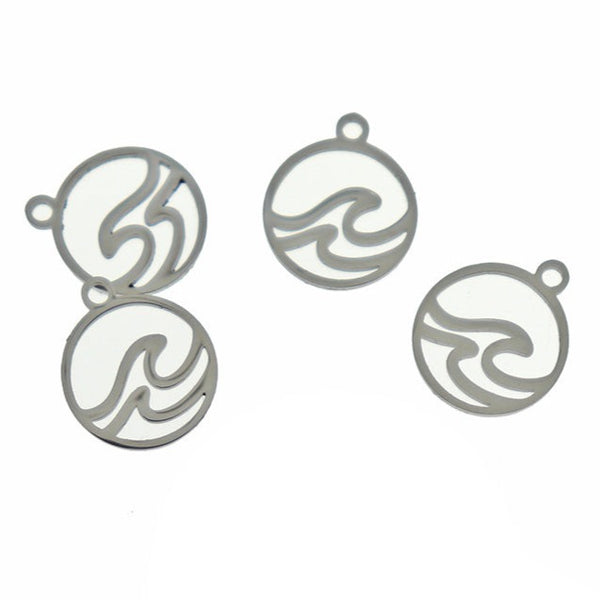 Breloques en acier inoxydable 2 vagues 2 faces - SSP499