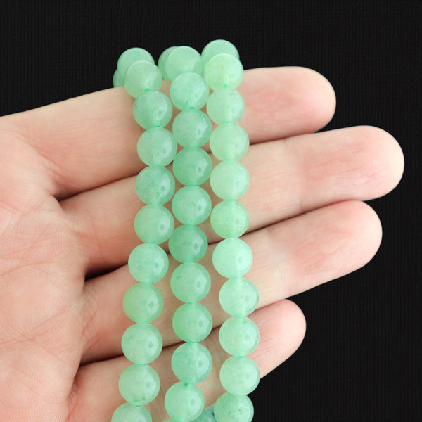 Round Natural Aventurine Beads 8mm - Polished Sea Green - 1 Strand 47 Beads - BD1603