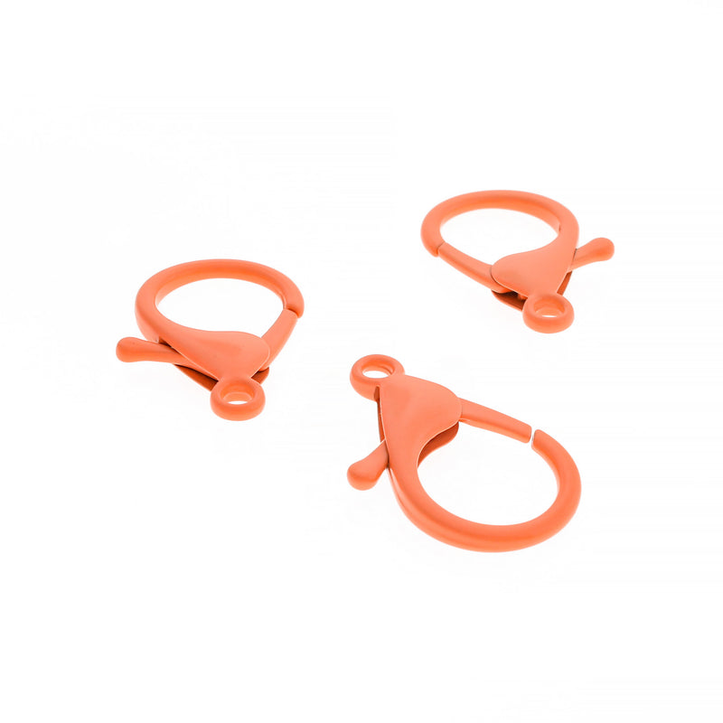Orange Enamel Lobster Clasps 35mm x 23mm - 4 Clasps - FD1029