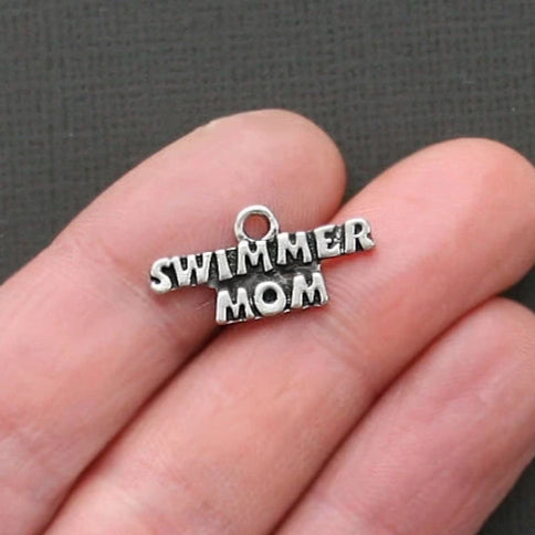 5 Swimmer Mom Antique Silver Tone Charms - SC1796