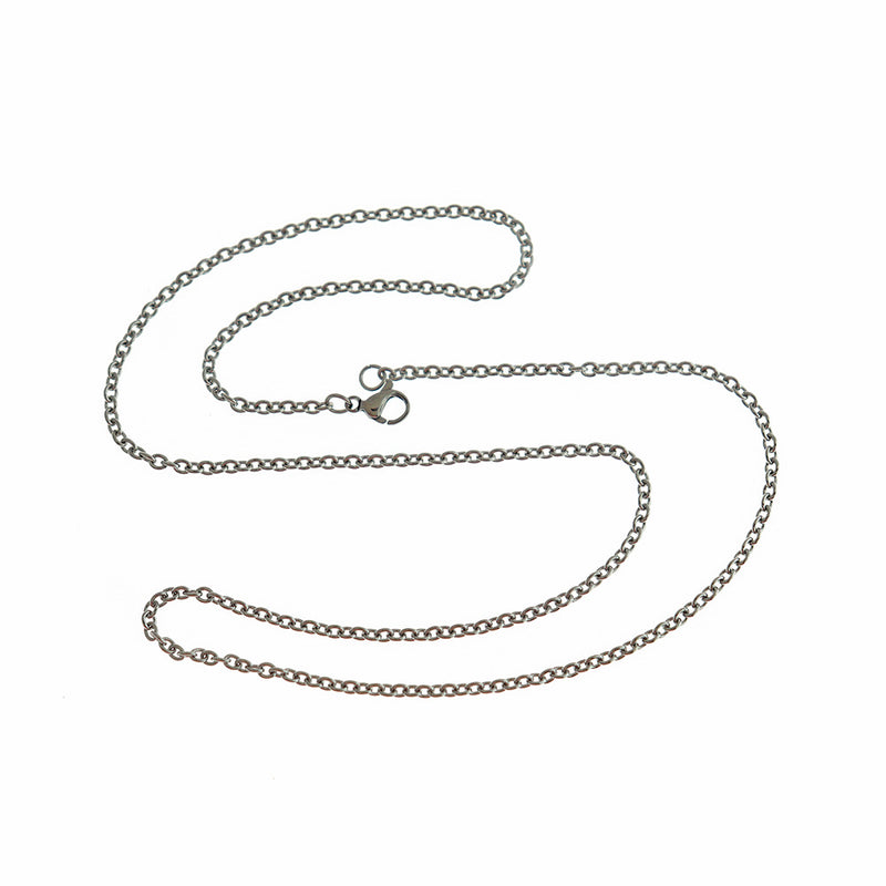 Stainless Steel Cable Chain Necklaces 18.9" - 3mm - 10 Necklaces - N151