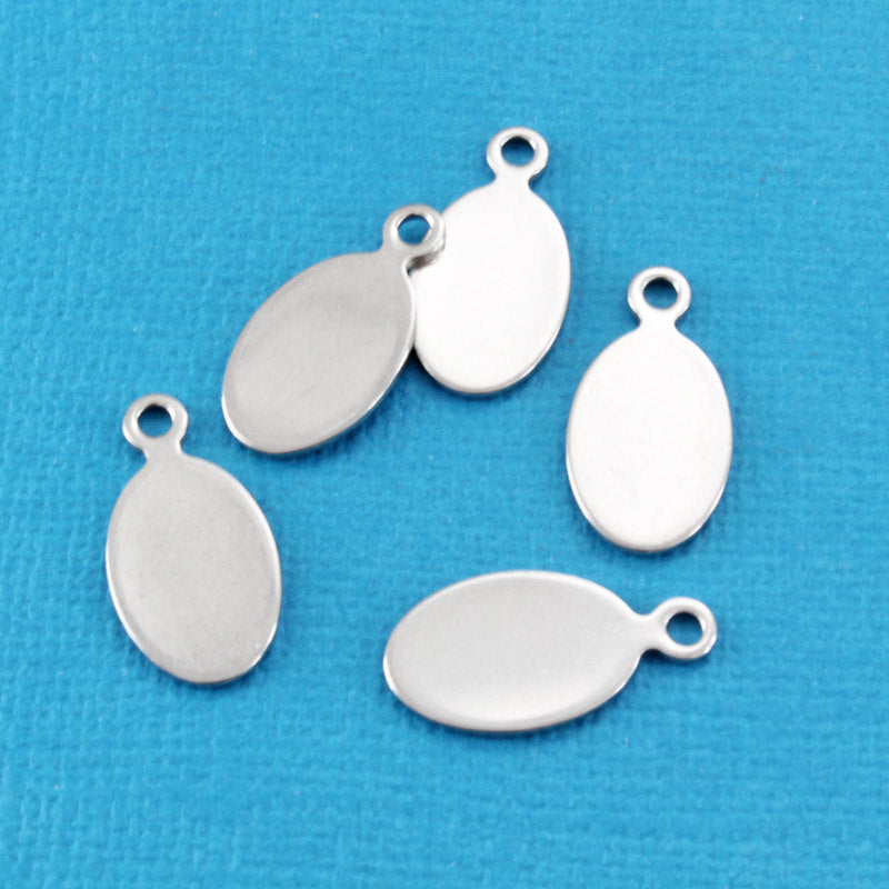 Oval Stamping Blanks - Stainless Steel - 10mm x 20mm - 10 Tags - MT218