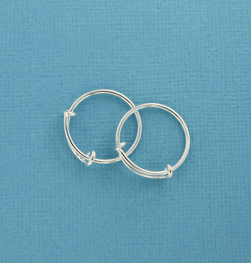 Silver Tone Adjustable Ring Bases - 15.9mm - 2 Pieces - FD394
