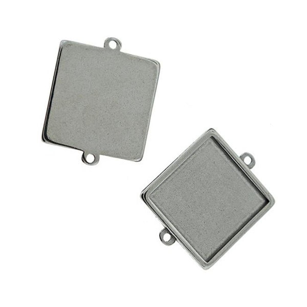 Fixations Connecteur Cabochon Carré Acier Inoxydable - Plateau 20mm - 2 Pièces - Z1173