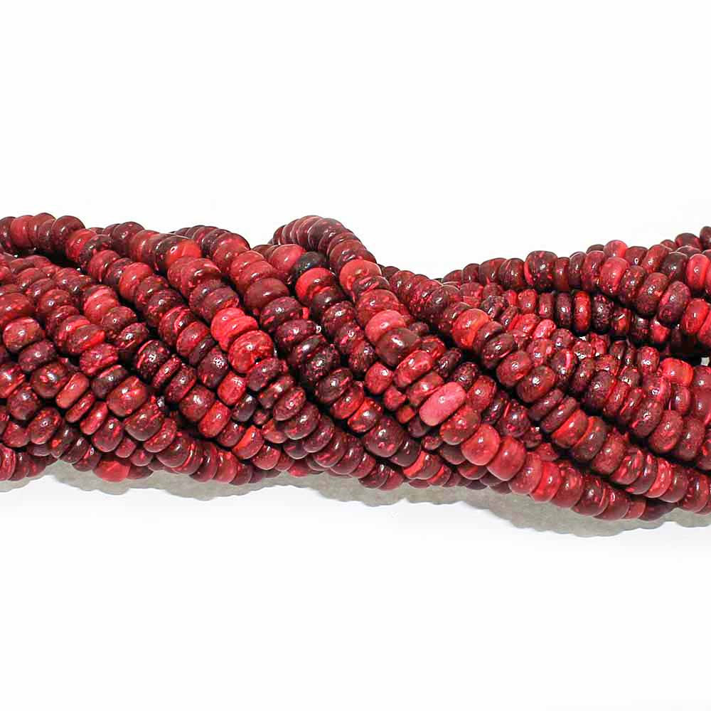 Perles Abacus Noix de Coco 8mm - Rouge - 1 Rang 100 Perles - BD352