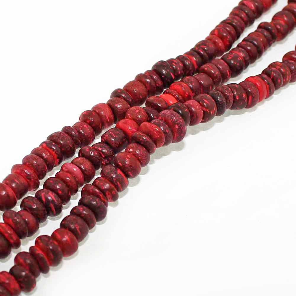 Abacus Coconut Beads 8mm - Red - 1 Strand 100 Beads  - BD352