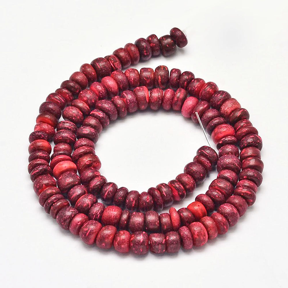 Perles Abacus Noix de Coco 8mm - Rouge - 1 Rang 100 Perles - BD352