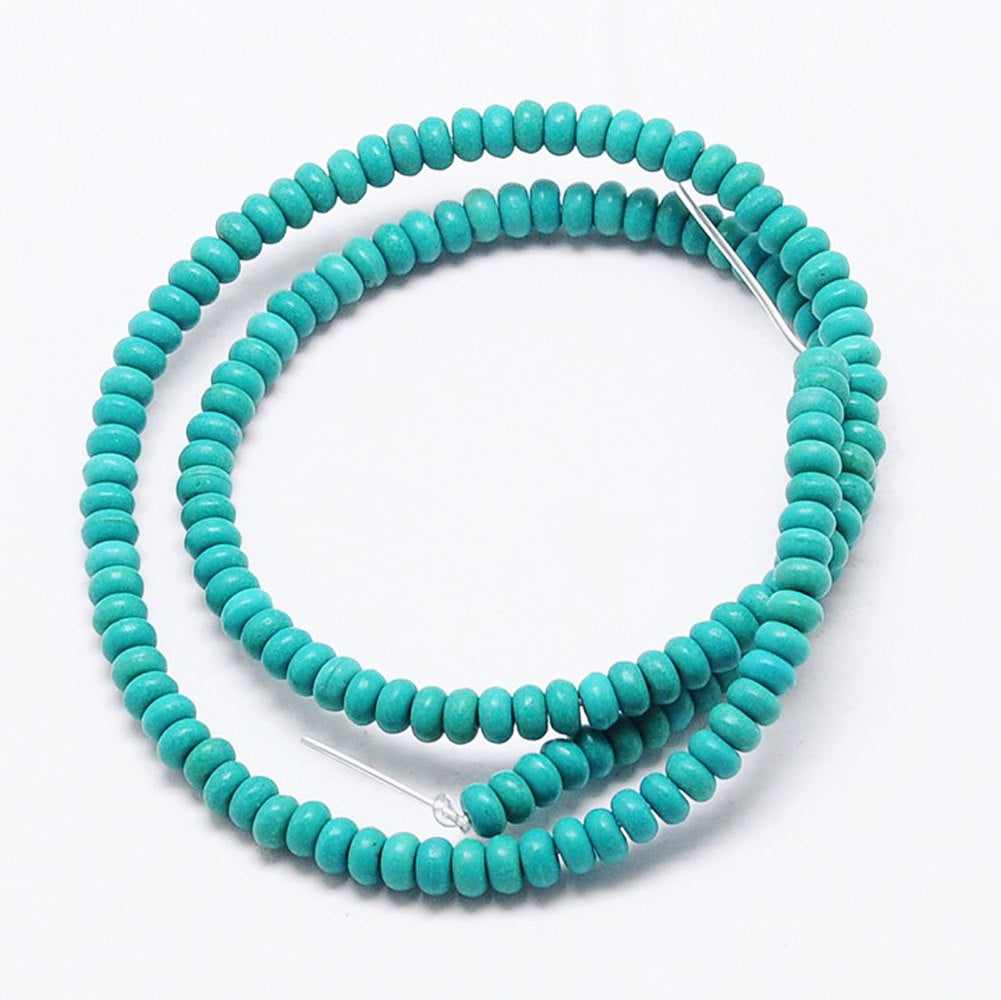 Abacus Howlite Perles 4mm x 6mm - Turquoise - 1 Rang 95 Perles - BD1004