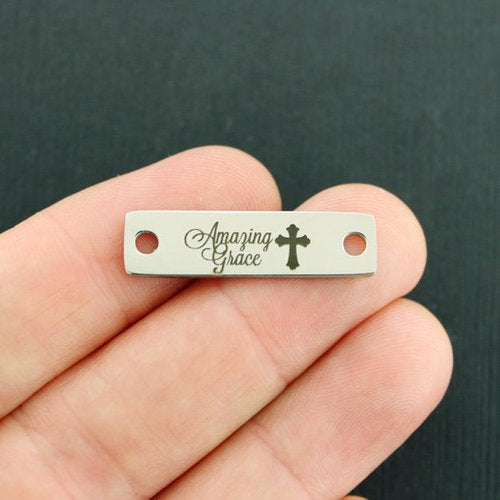 Amazing Grace Stainless Steel Connector Charms - BFS016-7413