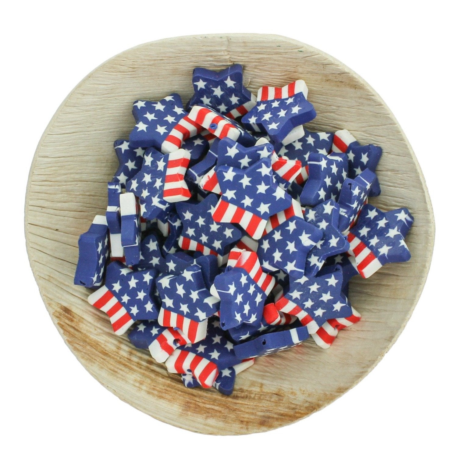 American Flag Polymer Clay Star Beads 17mm x 4mm - 50 Beads - BD1441