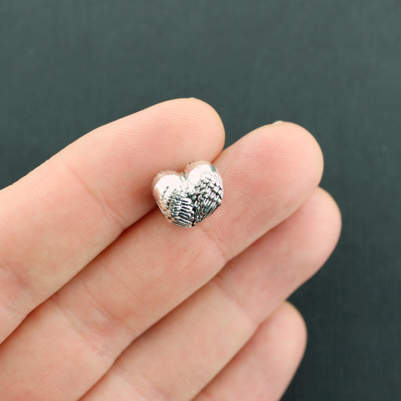Angel Wing Spacer Beads 11mm x 12mm x 7mm - Silver Tone - 6 Beads - SC1891
