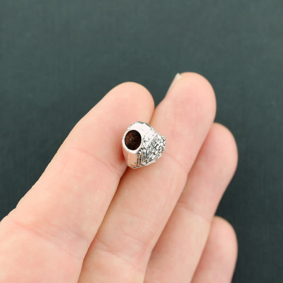 Angel Wing Spacer Beads 11mm x 12mm x 7mm - Silver Tone - 6 Beads - SC1891