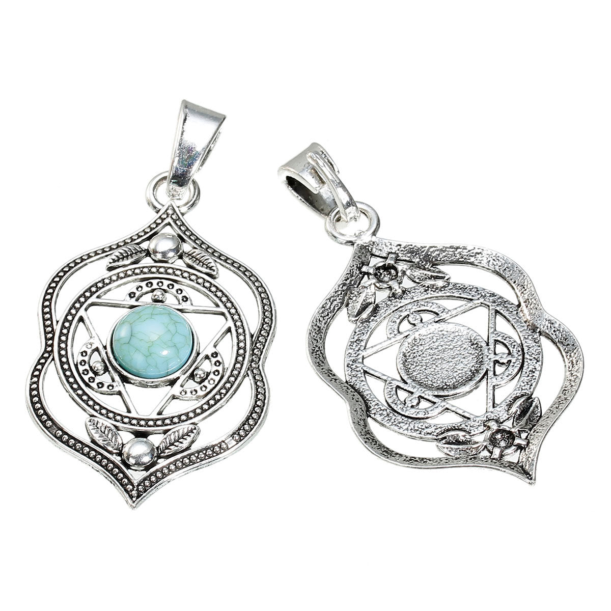 Anja Chakra Antique Silver Tone Charm with Imitation Turquoise - SC5724