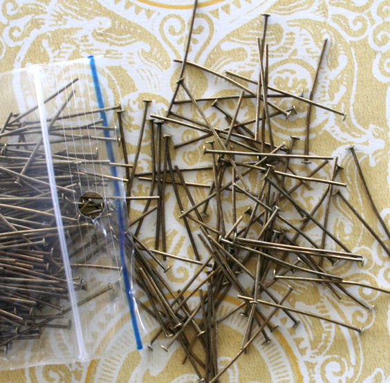 Antique Bronze Flat Head Pins - 30mm - 300 Pieces - PIN014